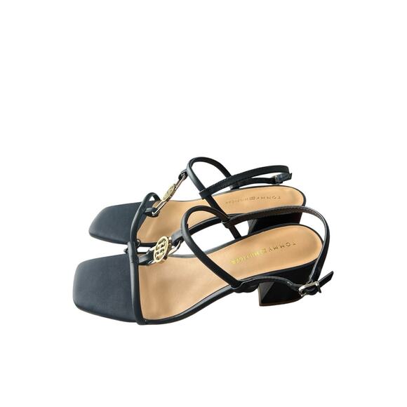 Tommy Hilfiger Women’s Blue Heeled Sandals-9 1/2 Strappy Logo Accent Glently NEW - Picture 2 of 5